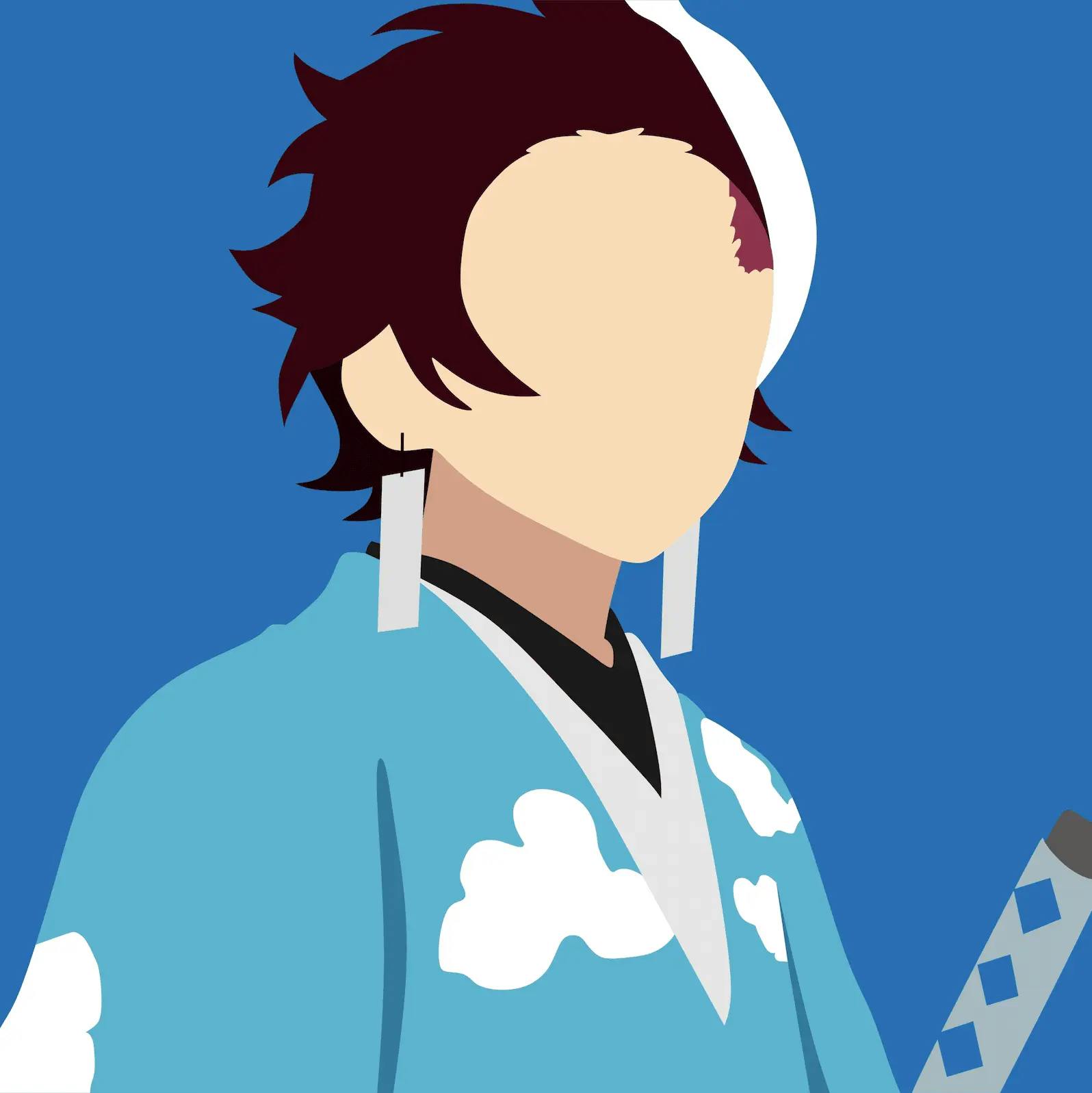 Imagen minimalista del personaje Tanjiro Kamado del anime Kimetsu No Yaiba.